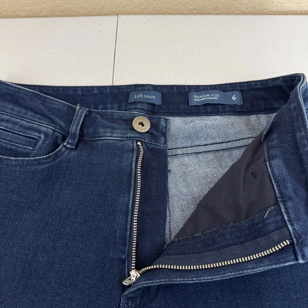 J. Jill Jeans Premium Flex High Rise Leggings Stretch Blue Denim Womens Size 6